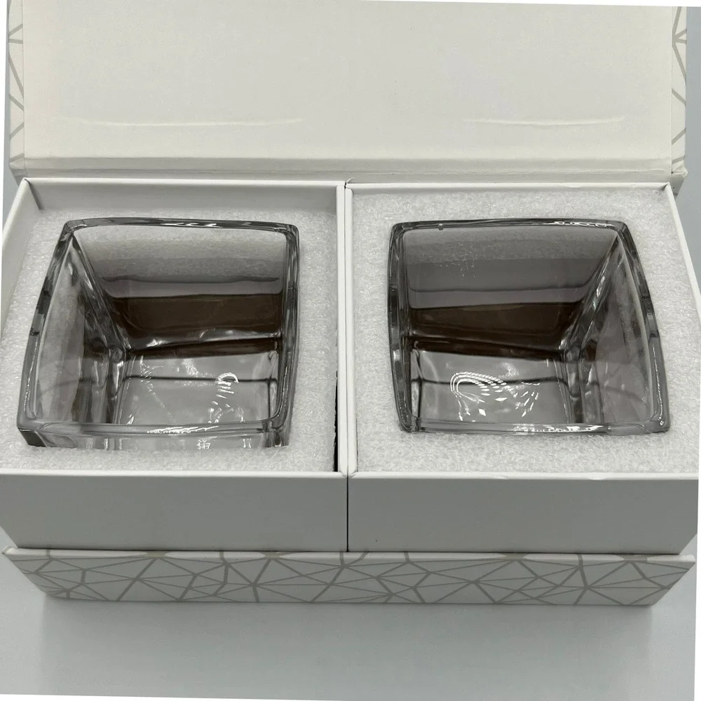 JoyJolt Carre Whiskey Glasses Set of 2 10oz Clear Square New